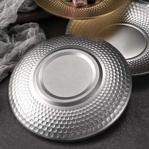 Assiettes en acier inoxydable martelé écologiques, plats de service dorés et argentés, barbecue, steak, <span class=keywords><strong>sushi</strong></span>, restaurant, cuisine, hôtels - Product Image 6