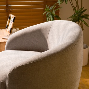 Silla giratoria de diseño moderno para sala de estar, sofá curvo de tela de 1 plaza, sillón redondo individual - Product Image 5