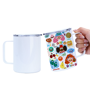 Mug isotherme en acier inoxydable blanc de 12 oz avec couvercle, double paroi, isolation sous vide, tasse à café de bureau - Product Image 1