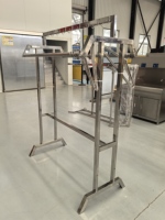 Porte-manteau double barre en acier inoxydable 304, support industriel pour vêtements, idéal pour usine alimentaire et tenues de travail