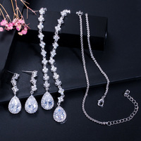 Ensemble de bijoux de fête pour femmes, collier long et boucles d'oreilles multicolores en zircon cubique, accessoires pour robe de mariée