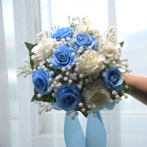 Bouquet de <span class=keywords><strong>roses</strong></span> artificielles faites à la main pour mariage en extérieur, bouquet éternel transfrontalier pour mariée - Product Image 4