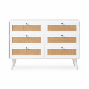 Commode contemporaine blanche en <span class=keywords><strong>rotin</strong></span> naturel avec tiroirs pour salon, chambre ou hôtel - Product Image 5
