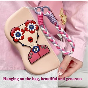 Multifunctional Portable Cute 3D Girl Silicone Sunglasses Case with Braided Lanyard Shockproof Eyeglass Protector for Women - Product Image 5