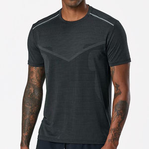 T-shirt sportiva ricamata in bianco riflettente a asciugatura rapida traspirante manica corta da uomo palestra allenamento Yoga Running t-shirt - Product Image 2