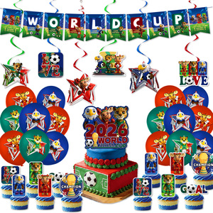 Articles de fête sur le thème du football pour les jours de match, décorations d'anniversaire pour les fans de football, <span class=keywords><strong>vaisselle</strong></span> jetable, assiettes en papier, nappe, bannière - Product Image 3