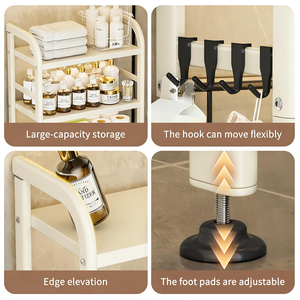 Nouvelle étagère de rangement extensible à 3 niveaux pour salle de bain, à poser au-dessus des toilettes, avec paniers et étagères réglables, organisateur gain de place au-dessus des toilettes - Product Image 2