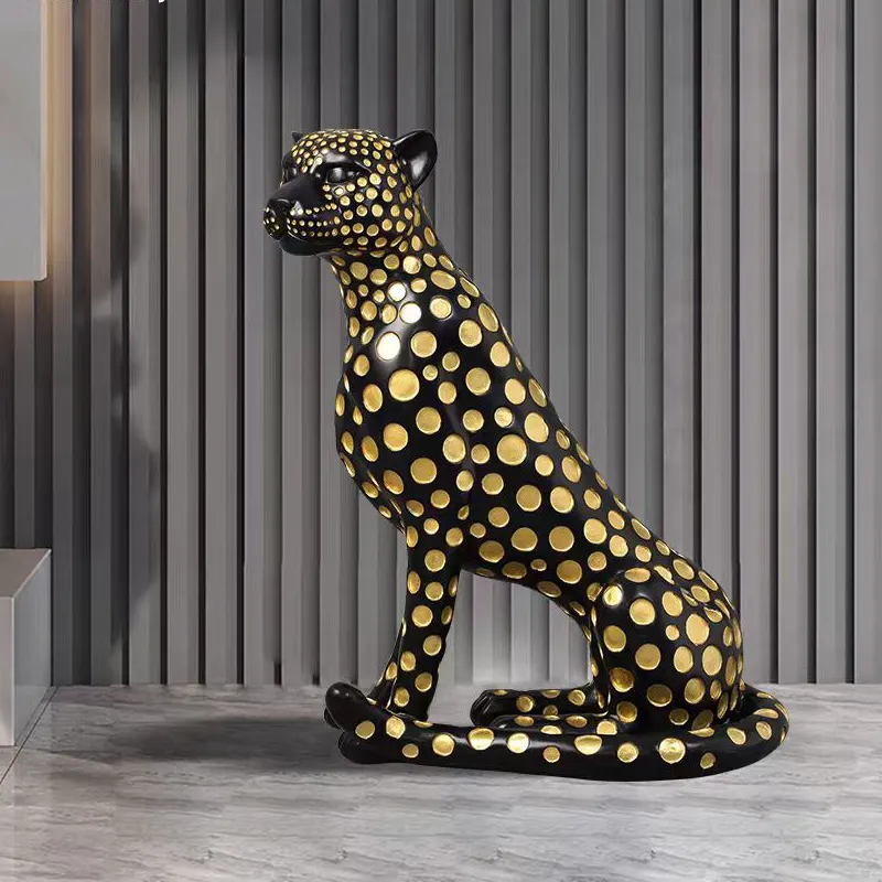 Moderno maculato pantera in resina di leopardo statua animale scultura di lusso soggiorno decorazione del pavimento per ufficio accessori regalo