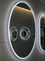 Miroir de courtoisie de salle de bain à LED ovale de style moderne sans cadre, anti-buée, rétroéclairé par capteur tactile, interrupteur mural pour miroir de bain