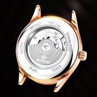 Montre mécanique pour homme avec logo personnalisé, aiguilles lumineuses, mouvement automatique importé 203, bracelet en cuir