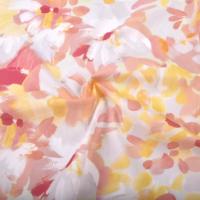 Tissu en coton à imprimé floral jaune et bleu impressionniste, motif floral à pincelées pour robes féminines, 100% coton