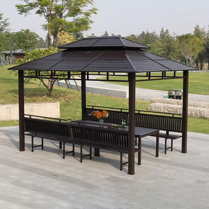 ศาลาพักผ่อนกลางแจ้งแบบสี่เสา หลังคาโลหะชุบสังกะสี ดีไซน์ทันสมัย กันน้ำ เป็นมิตรกับสิ่งแวดล้อม เฟอร์นิเจอร์กลางแจ้งสำหรับวิลล่า - Product Image 3