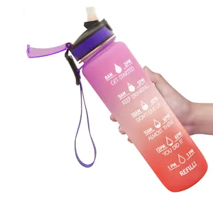 زجاجة ماء تحفيزية سعة 32 أونصة بخلاصة مادة BPA خالية من التسرب من Tritian للياقة البدنية سعة 1 لتر زجاجة مياه رياضية محمولة مصنفرة قابلة لإعادة الاستخدام