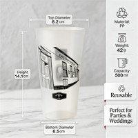 Tasses d'événement imprimées génériques givrées blanches transparentes GRANDE tasse de pinte réutilisable