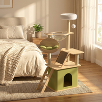 Station d'escalade en bois massif écologique avec perchoir doux et niche confortable pour chat, arbre à chat, fabrication OEM ODM