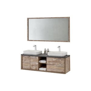 Factory Direct Sale Double Sink Oak Melamine Double Sink Vanity Bathroom Vanity Cabinet