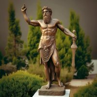 Sculpture de reproduction célèbre d'usine sculpture grecque artisanat en métal Statue en bronze de Zeus ou Poséidon