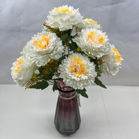 Bouquet de pivoines artificielles en soie, fausses pivoines avec étamines dorées et verdure pour la décoration florale de mariage et de la maison