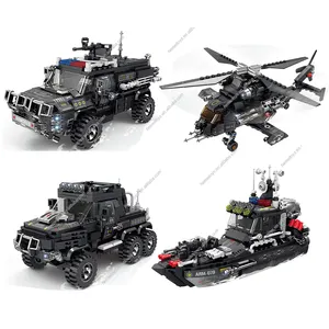 SWAT Police Bus Car Building Block Bricks Toys Set Military WW2 Air Strike Team Swat cruiser personnel carrier DIY Assembly Toy