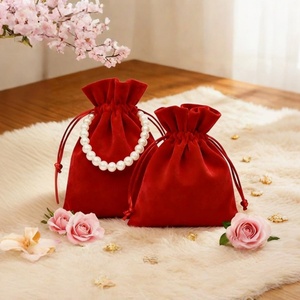 High-end Jewelry & Beauty Instrument Velvet Cloth Storage Bag with Screen Printing Recyclable Material <b>Drawstring</b> Closure - Product Image 1
