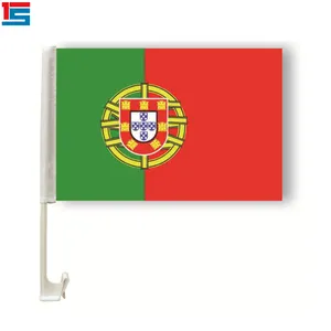 2024 acara sepak bola Portugal 12x18 inci poliester Digital cetak bendera jendela mobil dengan pemegang