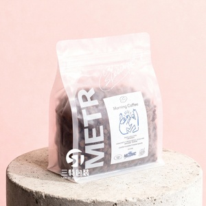 Zipper Top Square Bottom <b>Coffee</b> <b>Bean</b> Bag with Valve Moisture Proof Transparent Matte PE Material - Product Image 5