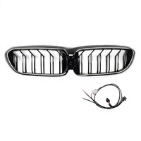 Pour Série 5 G30 Modifiée, Grille d'admission d'air centrale lumineuse noire brillante à double ligne, en plastique ABS