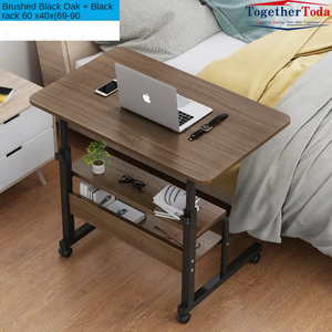 Bureau d'ordinateur moderne en bois réglable en hauteur avec roulettes et support pour ordinateur portable, bureau multifonctionnel avec rangement - Product Image 4