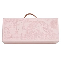 Étui en cuir à double tiroir de présentation de qualité supérieure avec poignée en feuille d'or personnalisée et design en relief