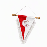 Banderín Deportivo Personalizado, Fabricante OEM, Venta al Por Mayor, Satén, Triangular, con Flecos, Logotipo de Club o Equipo, Recuerdo, Decoración para Colgar en la Pared