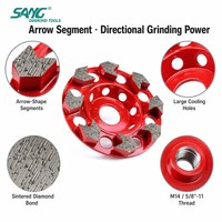 Alat Gerinda Beton SANG Arrow Segments, Roda Gerinda Berlian 4-7 Inch untuk Mesin Gerinda Sudut, Penghilang Lapisan