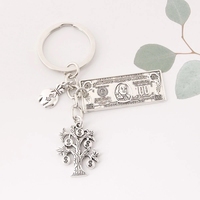 Porte-clés Arbre à Monnaie en Alliage de Zinc, Modèle 100 Dollars USD, Personnalisé, en Métal, pour Souvenir Fait Main, Cadeau Monnaie US