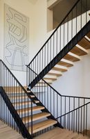 Escalier robuste à double poutre, marches en bois à risers ouverts, taille sur mesure, pour construction de maison personnalisée
