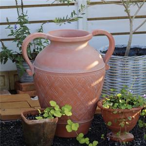 Grand pot d'extérieur en faïence similaire à l'oxyde de magnésium à double oreille de conception classique Pot de fleurs de décoration de jardin en <span class=keywords><strong>poterie</strong></span> - Product Image 2