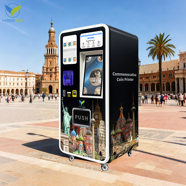 VFresh New Stock Arrival Combo Machine for Public Spot Custom Commemorative Coin Laser Printer Vending Machine