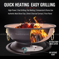 Barbecue coréen en pot de terre cuite avec grille en maille commerciale pour la cuisson en restaurant