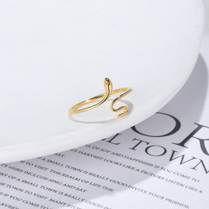 Anelli Regolabili da <span class=keywords><strong>Donna</strong></span> Placcati in Oro Bianco, in Ottone, a <span class=keywords><strong>Serpente</strong></span>, Minimalisti, a Fascia Aperta, Delicati, Senza Nichel, Regalo Quotidiano, Vendita all'Ingrosso - Product Image 2