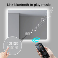Espejo de Baño LED Comercial de Pared con Pantalla de Hora y Temperatura, Espejo Inteligente con Bluetooth para Proyectos Hoteleros