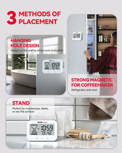 Thiết kế hiện đại cổ điển trắng LCD máy tính để bàn đồng hồ báo thức kỹ thuật số lịch với đài phát thanh tính năng cho phòng ngủ/nhà bếp sử dụng - Product Image 5