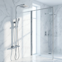 Robinets de salle de bain muraux à double poignée Ensemble de douche pluie avec pommeau Ensemble de douche thermostatique pluie