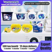 OEM ODM Kemasan Kotak Grosir Penghilang Noda Aroma Lemon Pod Pencuci Piring 3 Ruang 10g Bubuk Deterjen Kapsul Pencuci Piring