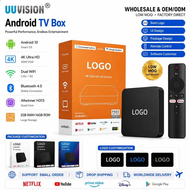 OEM Wholesale S1 Android TV Box 4K ATV Voice Control Smart Set Top Box 2GB 16GB Dual Band WiFi 2.4G 5G BT 5.0 Media Player