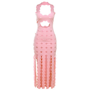 2025 sin mangas espalda descubierta <span class=keywords><strong>Coquette</strong></span> flaco borla ver a través de Bodycon vestido verano medianoche Clubwear Vestidos mujeres vestido hueco - Product Image 5