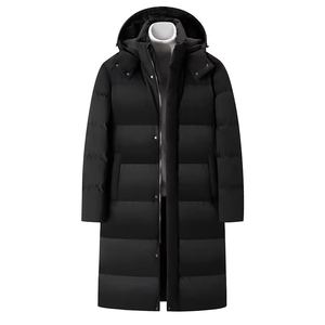 Men's Long Hooded Down Puffer Jacket Windproof Casual <b>Thick</b> <b>Winter</b> <b>Coat</b> Solid Black Zipper Closure Regular Fit - Product Image 6