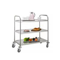 Chariot de rangement commercial à 3 niveaux en acier inoxydable avec rail et roues (L/M/S) pour la collecte de vaisselle et le service de buffet en hôtel