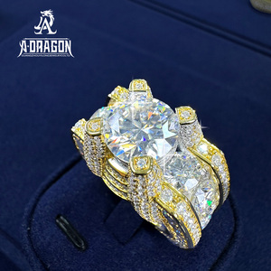 Nhà Máy Đồ Trang Sức Iced out Người Đàn Ông Nhẫn Trang Sức 925 Sterling Silver <span class=keywords><strong>10K</strong></span> 14K 18K Mạ Vàng VVS Moissanite Kim Cương Nhẫn - Product Image 1