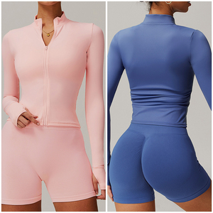 Veste <span class=keywords><strong>de</strong></span> yoga pour femme CX6116, col montant, fermeture éclair, poignets avec trou pour le <span class=keywords><strong>pouce</strong></span>, vêtements <span class=keywords><strong>de</strong></span> sport, tenue <span class=keywords><strong>de</strong></span> sport douce, vêtements <span class=keywords><strong>de</strong></span> sport, veste <span class=keywords><strong>de</strong></span> yoga - Product Image 2