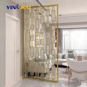 Divisorio in Acciaio Inox Personalizzato per Soggiorno, Pannello Divisorio Dorato per Ingresso - Product Image 6