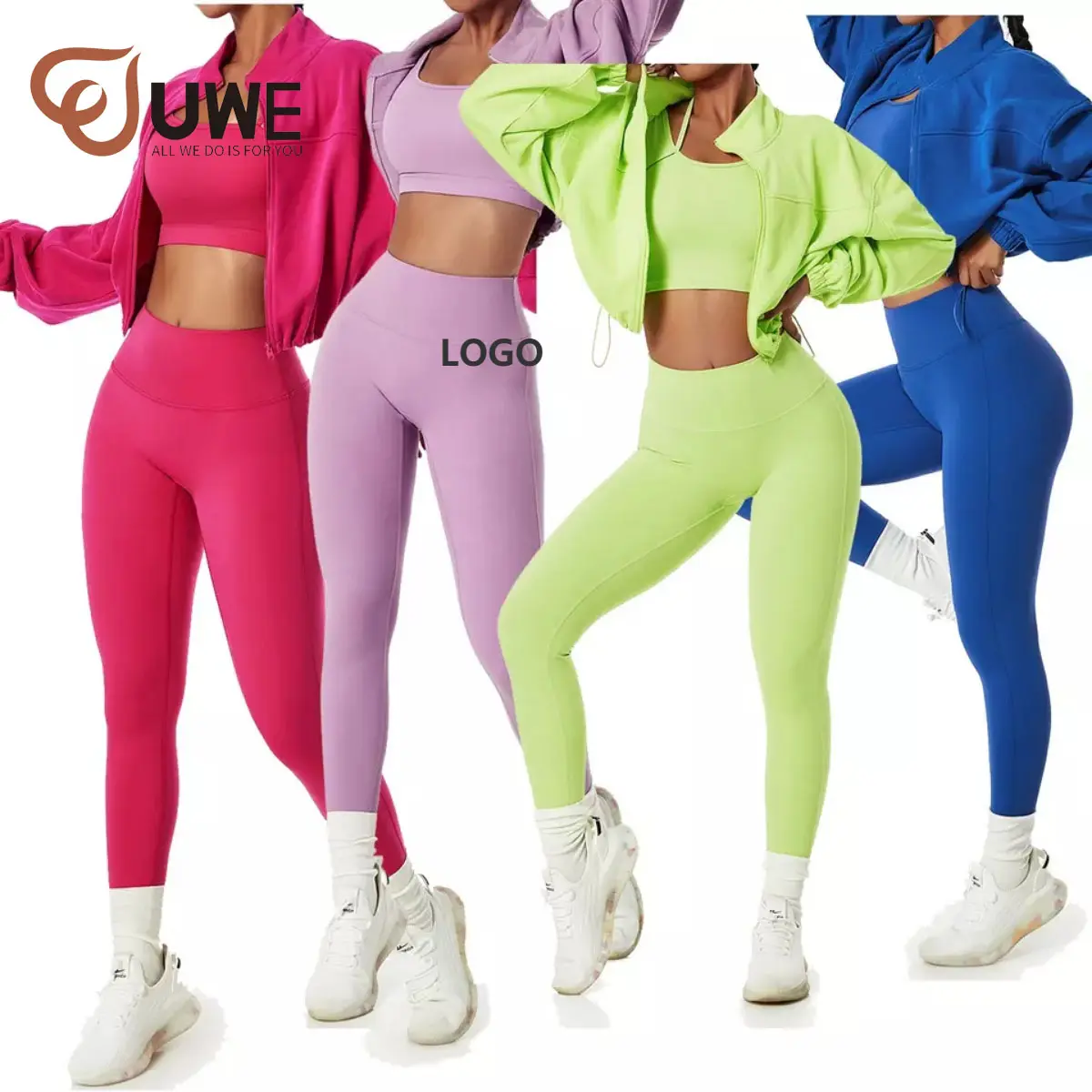 Grosir hoodie jaket Yoga wanita, pakaian olahraga set Gym kebugaran modis aktif