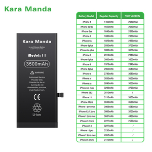 Kara Manda Accesorios para teléfonos móviles 3110mAh 3550mAh Baterías de repuesto para <span class=keywords><strong>iPhone</strong></span> <span class=keywords><strong>11</strong></span> Batería de alta capacidad - Product Image 5